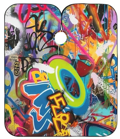 Ein Bild von einer Vielzahl von bunten Graffiti-Frisierumhang, Haarfärbe-Schürze, Friseurumhang lang