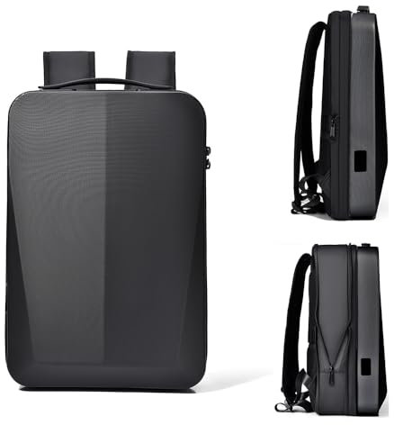 Mochilas Hombre Mujer, Concha dura Mochila Viaje Mochila 17 pulgadas Ordenador Portátil Impermeable, Mochila Trabajo Antirrobo Mochila Escolar con Puerto USB para Deporte Negocio Diario (negro)