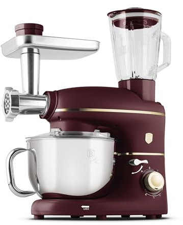 Berlinger hus köksmaskin/köksrobot/1 500 W/5,5 l skål i rostfritt stål/köttkvarn med bricka och korvfyllning/3 stycken pastafästen/1,5 l glasblandningsbehållare med lock/Leonardo Collection