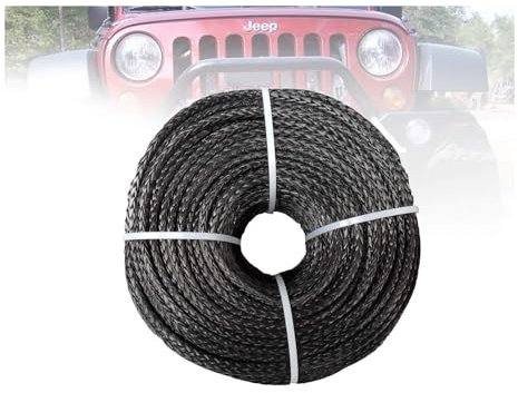 4 mm * 1000M sintético Torno de cable línea de fibra for 4WD 4x4 ATV UTV Barco Recuperación de campo a través,Alta Intensidad(Nero)