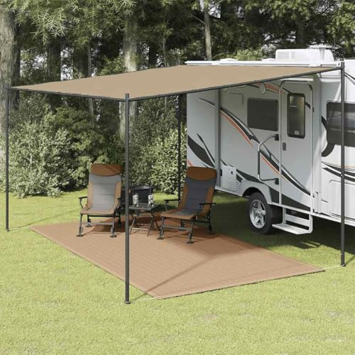 Tapis de tente 200 x 400 cm, taupe, respirant, perméable à l'eau, pour camping, caravane, terrasse, utilisation en extérieur