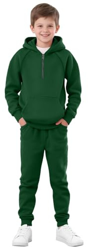 Trainingsanzug Kinder Baumwolle Mit Kängurutasche Jogginganzug Sportstyle Sportkleidung Einfarbig Mit Kapuzenpullover Und Jogginghose Mädchen Jungen 90-160