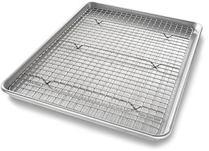 USA Pan 1606CR Half Sheet Baking Pan and Bakeable Nonstick Cooling Rack, Metal