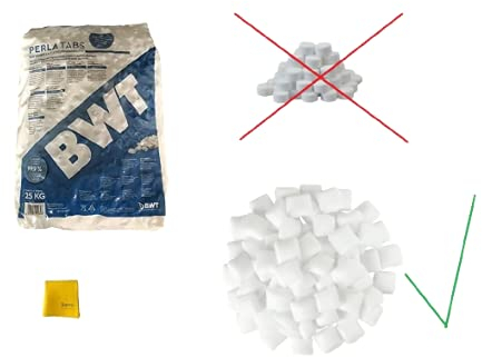 Sanvo PERLA TABS - Sale rigenerante 2 x 25 kg (99,9% di purezza) di VMS-Vertriebcenter a forma di cuscino, incluso panno multiuso sanvo per la pulizia del vostro impianto