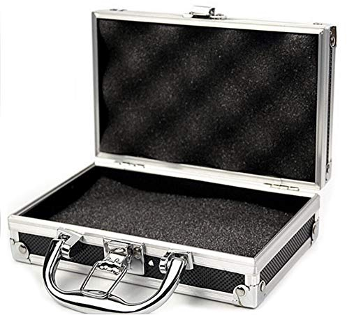 JoyFan Mini Aluminium Flightcase Werkzeugkasten Tragbare Kleine Aluminium Aufbewahrungskoffer für Handwerker Reise Tragen (Schwarz, 215 * 215 * 65mm)