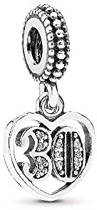 FGT 16 18 21 30 50 60 Celebration Dangle Charms fit Pandora Bracelets Lucky Number Birthday Charms Gift for Women Daughter Grandma Sister Sterling Silver