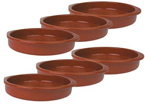 6er Set - Mediterrane Tapasschale - Rund aus Ton, pflegeleicht (6 Stück Ø24cm)