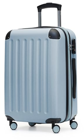 HAUPTSTADTKOFFER - Spree - Bagages Cabine à Main, Valise Rigide, Trolley, ABS, TSA, Extra léger, Extensible, 4 Roues, 55 cm, 42 L, Bleu Piscine
