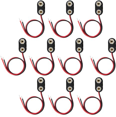 Chanzon UL Wire 10 Pack 9v Batería Conector Clip con Cables Conductores de Conexión de Plástico Tipo I Carcasa Pigtail Snap para Terminal de 9volt