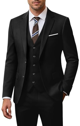Men Suits Slim Fit 3 Piece Black Business Wedding Suits Tuxedos Groomsmen Prom Blazer Jacket Vest Pants Men Suit Set M