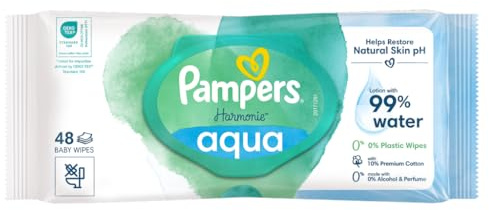 Pampers Harmonie Aqua Baby Wipes Plastic Free 1 Pack 48ct