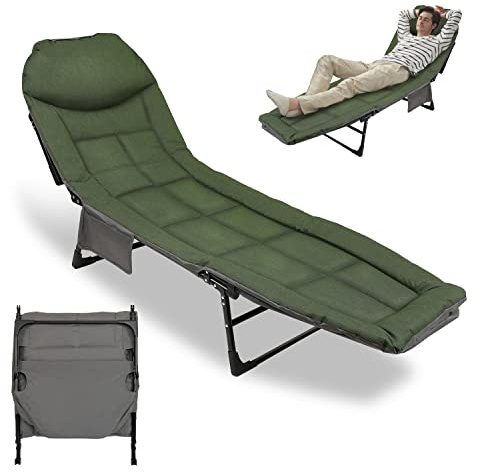 Gimisgu Lettino da pesca alla carpa, 200 x 64 x 32 cm, con custodia, pieghevole, carico massimo 150 kg, letto da campeggio imbottito