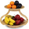 naturlik Obst Etagere - Herausnehmbare Obstschalen - VERBESSERT 05/2025 - Obstschale modern - Bambus Etagere Holz - Obstteller - Obstkorb - Obst Aufbewahrung - Etagere 2 Etagen
