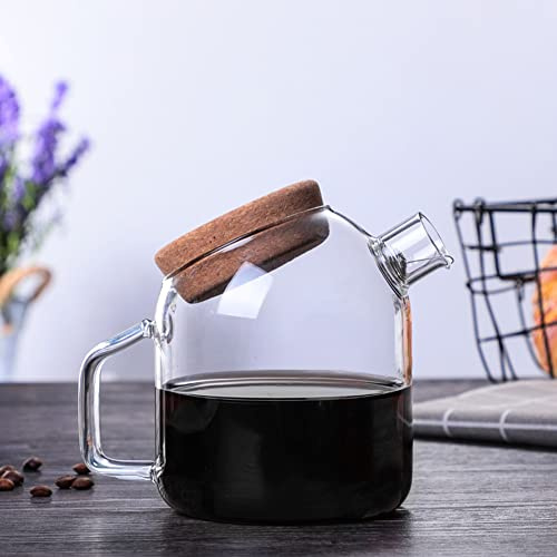 Jauhmui Kaffekanna glas 700 ml med korklock för varma och kalla drycker, juice
