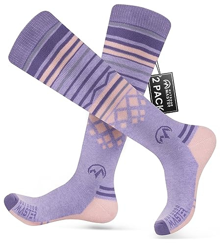 OutdoorMaster Chaussettes de ski en laine mérinos pour homme et femme, chaussettes thermiques d'hiver unisexes pour snowboard par temps froid