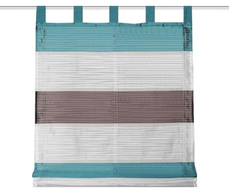 HOME WOHNIDEEN Raffrollo Schlaufen GABI 79583, Querstreifen, versch. Breiten, Scherli, Farbe:Petrol, Größe:140 x 45 cm, Anzahl:1x