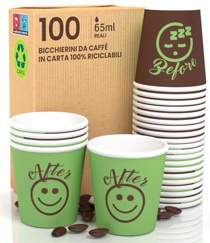 100 vasos de papel de café 65 ml DownUP Green vasos ecológicos biodegradables desechables pequeños llevar bebidas calientes