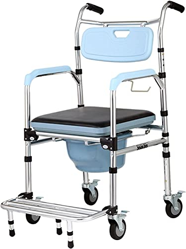 Toilettenrollstuhl, höhenverstellbar, Toilettenstuhl für ältere Menschen, Duschstuhl mit Armlehnen und Rädern, Aluminiumlegierung, kann weggeräumt werden, Pedal-Gehhilfe mit Sitz B