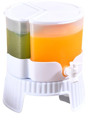 5.2L Fridge Water Dispenser, 3 Grids Drink Dispenser with Tap, 360° Rotatable Beverage Dispenser for Fridge, Food Grade PP Juice Containers with 3 Spigots & Holder for Iced Tea, Lemonade, Tea, Milk