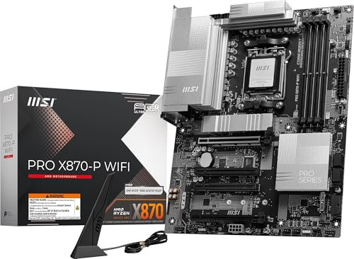 MSI PRO X870-P WiFi V1 ProSeries Motherboard (AMD Ryzen 9000/8000/7000 Series Prozessoren, AM5, DDR5, PCIe 5.0, M.2 Gen5, SATA 6Gb/s, USB 40Gbps, HDMI/DP, Wi-Fi 7, Bluetooth 5.4, 5Gbps LAN, ATX)
