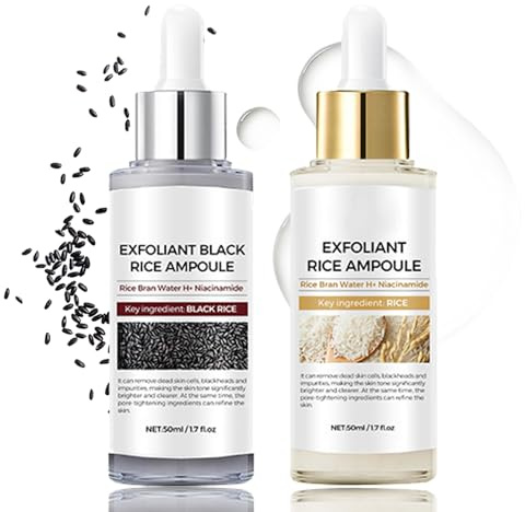 Peel Shot Glow Rice Ampoule Duo, Weißer & Schwarzer Reis Gesichtspeeling Serum, Mitesserentferner & Rice Peel Shot für Frauen, Gesichtspeeling zur Porenverkleinerung & Hydrierung, Für Alle Hauttypen