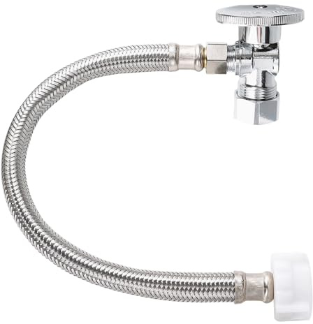 PevePexe Toilet Hose Water Supply Line Kit - 15 Length 3/8 COMP x 7/8 BC Braided Toilet Connector Hose & Shut Off Toilet Water 1/2 inch NOM Inlet x 3/8 inch OD Compression Outlet Angle