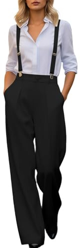 Generisch Salopette surdimensionnée pour femme - Pantalon de travail ample - Pantalon long vintage à bretelles - Pantalon d'été - Combinaison de travail légère avec poches, O Noir., 5XL