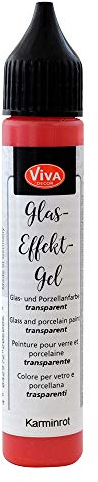 Viva Decor Glas-Effekt-Gel (Kaminrot, 28 ml) Glass Pen - Porzellanstifte - Farbe für Glas - Keramik Farbe - Glass Color - Glasmalfarbe wasserfest/spülfest