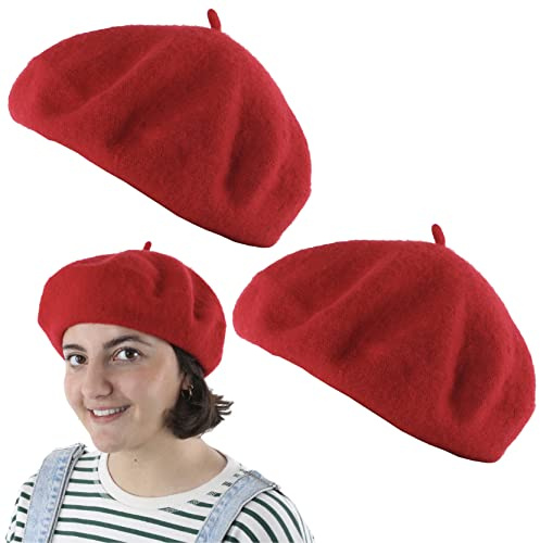 Adults Black Beret Hat - Wool Blend French-Style Beret - Mens Ladies Traditional Look France Cap Fashion Accessory