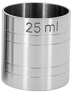 Chabrias Ltd Single 25ml Premium Stainless Steel Silver Thimble Measure Barware Professional Spirit Measuring Cups, Home Bars, Cocktail Stations & Bartenders, CE Marked