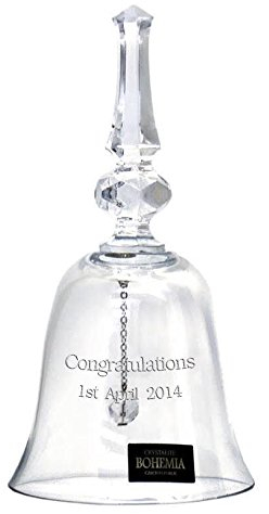 Personalised Stylish Bohemia Crystalite Fine Cut Crystal Glass Bell, Engraved - Enter Your Own Custom Text