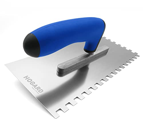 HOGARD Zahnkelle 8mm | Profi Zahnspachtel aus rostfreiem Edelstahl - Zahnglättekelle | Hergestellt in der EU | Zahnung 8x8mm