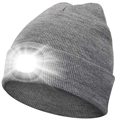 MISERWE Mütze mit Licht Unisex Mütze mit LED Licht USB Wiederaufladbar Laufmütze Alpenmütze Geschenke für Männer und Frauen Teens