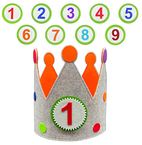 Ph Pro Heat Geburtstagskrone - Krone Geburtstag - Geburtstagskrone Mädchen Junge - Krone Erster Geburtstag Einstellbar und mit Austauschbaren Zahlen von 1-9.