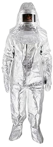 Fireproof Clothes Flame Retardant Clothing Thermal Radiation Inflaming Retarding Clothes 500 Degree Heat Resistant Aluminized Suit Includes 1 Hat Overalls 1 Pair Of Gloves And 1 Pair Of Shoe Covers