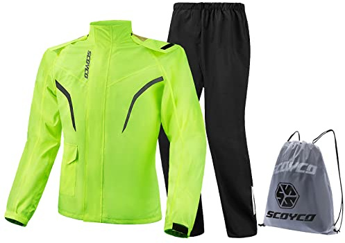 Scoyco Motorrad-Regen-Anzug Reflektierende Arbeits-Regen-Jacke und Hose Herren Damen Alle Sport Bauernhof Fischen Motorradfahren