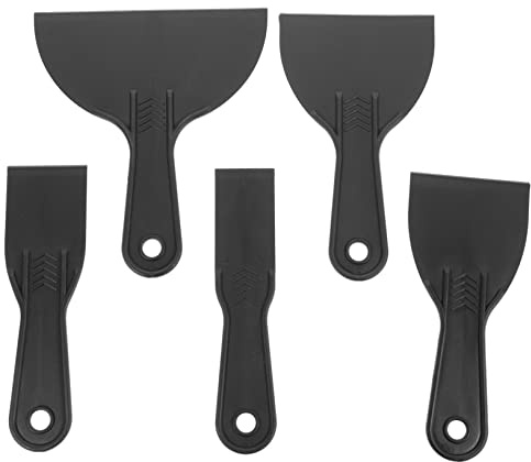 SEWOART Spatola per Applicazione Pellicola Auto in Abs Nero 5 Pezzi Strumento Efficiente per Raschietto da Parati e Stuccatura Facile da Appendere