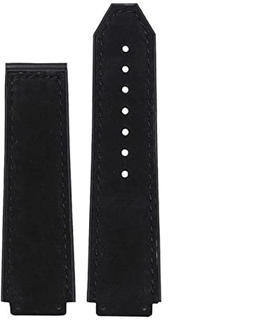 SOMKB 25 x 19 mm echtes Kuhleder Gummi Armband für HUBLOT Classic Fusion Universe Big Bang Serie Männer Gürtel Uhrenarmband Schmetterling Schnalle, 26-19mm, Achat