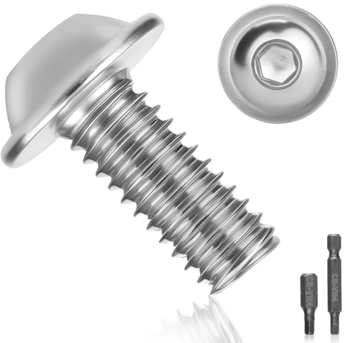 25 Stück Linsenkopfschrauben M6*16 edelstahlschrauben A2 V2A Flachkopfschrauben ISO 7380 Linsenkopfschraube Rostfrei schrauben Gewindeschrauben Vollgewinde mit Flansch, Innensechsrund und Hex Key