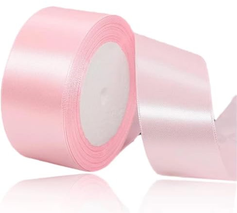 Geschenkband Hellrosa 40 mm Breit,23 Meter Satinbänder Hellrosa Stoff Schleifenband Kunsthandwerk,Hochzeitsdekoration, Weihnachten, Haarbögen, Blumensträuße, Geburtstag und Geschenkverpackung