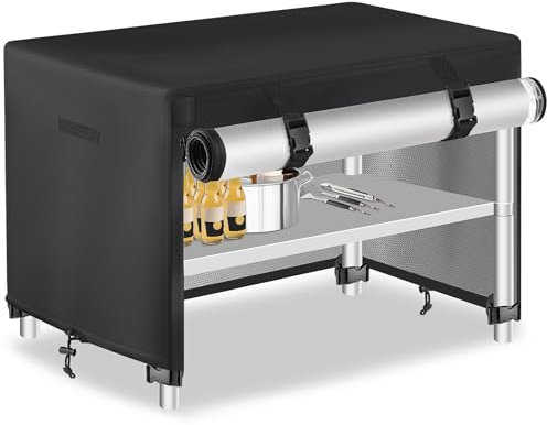 Outdoor Prep Table Cover with Split Zipper - Waterproof Stainless Steel Metal Table Cover - Outdoor Dining Table Cover - Grill Table Cover - Grill Cart Cover - 46L x 24W x 32H