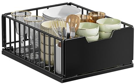 Teleskopschublade Ausziehbare Schublade Küche Schrank Organizer Küche Schubladen mit Na-no-Klebefolie und Schrauben Gewürzregal Schubladenauszug für Küchenschränk Auszug Organizer, 25B x 40T x 18H cm