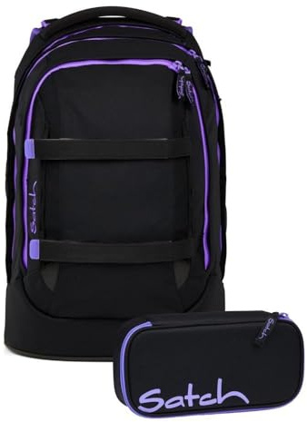 Satch pack Schulrucksack Set 2tlg. inkl. Schlamperbox (Purple Phantom)