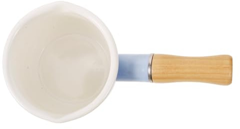 Mikinona Bollilatte Smaltato 10cm, Pentola per Latte Manico in Legno, Leggera e Flessibile, per Cucinare Cibo in Cucina, per Mamme e Ragazzo Ragazza