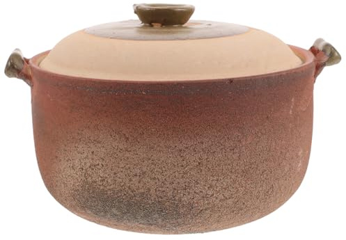 Mobestech Chinese Style Clay Cooking Pot with Handle 2.5l 20cm Traditional Household Stew Casserole Suitable for Soup, Porridge and Home Stove Cooking