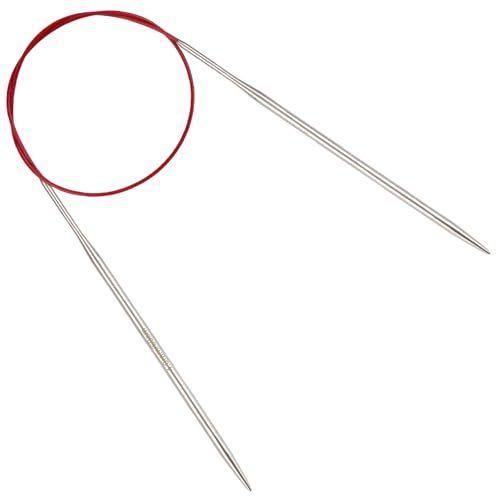 Reessy 4mm Circular Knitting Needles 60 cm Long, Stainless Steel Round Knitting Needle with Flexible Cable, Round Needles with Size Marked, Fixed Circular Knitting Pins for Knit Project