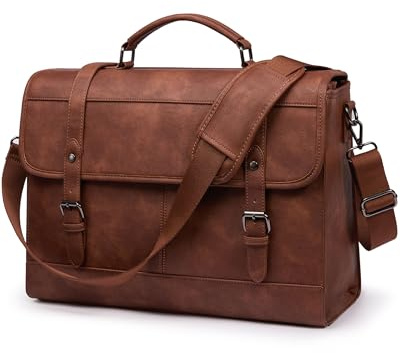LOVEVOOK Aktentasche Herren Laptoptasche 17.3 Zoll, Vintage Arbeitstasche Ledertasche Messenger Bag Handtasche Umhängetaschenfür Uni Büro Schule Business