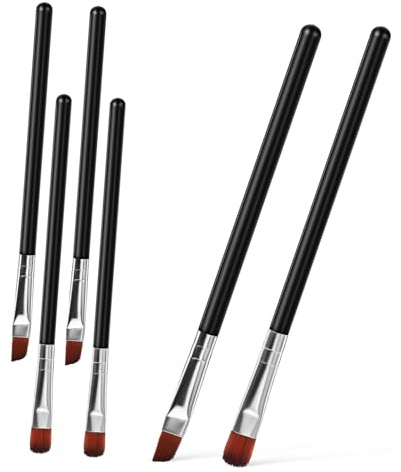Zerodeko Augenbrauen Pinselset und Glatte Griffe 6 Stück mit 3 Flachen und 3 Abgewinkelten Bürsten aus Kunststoff und Faser für Präzises Augenbrauen Make Up