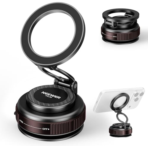 NEEWER Vacuum Suction Cup Mount, 360° Adjustable Magnetic Cell Phone Holder Stand Compatible with MagSafe iPhone, Quick Release for Your Car POV Dash Windshield Gym Desk Video Recording, PA138