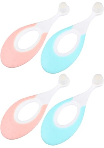 Gogogmee Juego de 4 Cepillos de Dientes para Bebés Cerdas Suaves Mango Ergonómico Antideslizante Tamaño Pequeño Colores Rosa y Azul Adecuado para Cuidado Dental Infantil Diario y